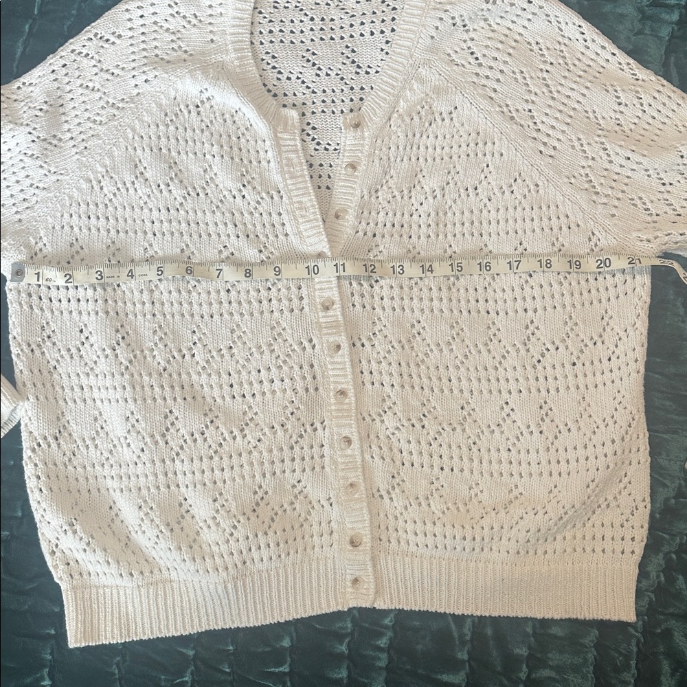 Sézane Capucine White Eyelet Knit Cardigan Sweater Small - Picture 3 of 8